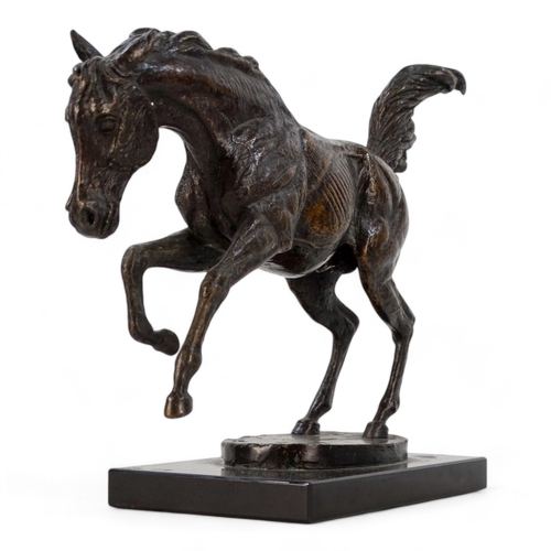 41 - # David CORNELL (b. 1935) Rearing Horse Bronze, 2 of 10 Raised on a black slate base Height 25cm