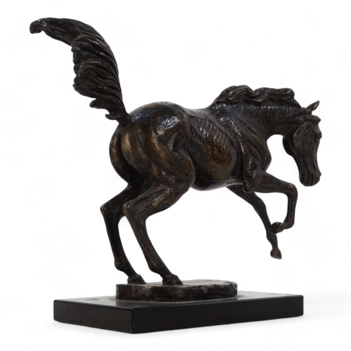 41 - # David CORNELL (b. 1935) Rearing Horse Bronze, 2 of 10 Raised on a black slate base Height 25cm