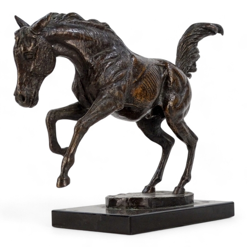 41 - # David CORNELL (b. 1935) Rearing Horse Bronze, 2 of 10 Raised on a black slate base Height 25cm