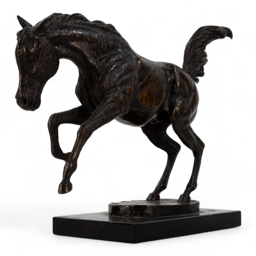 41 - # David CORNELL (b. 1935) Rearing Horse Bronze, 2 of 10 Raised on a black slate base Height 25cm