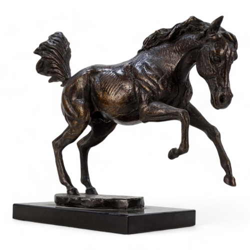 41 - # David CORNELL (b. 1935) Rearing Horse Bronze, 2 of 10 Raised on a black slate base Height 25cm