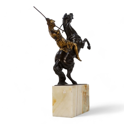 42 - # Franz SAUTNER (1872-1945) Temis On Horseback Gilded bronze Signed  Raised on a marble base Height ... 