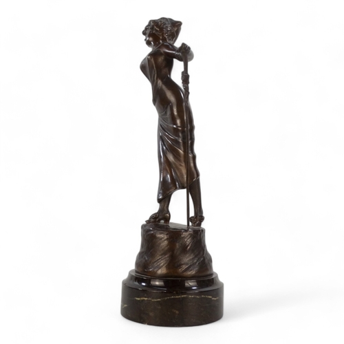 44 - Lady In A Tricorn Hat Bronze  Raised on a marble socle base Height 30cm