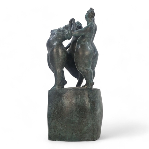 47 - # Joanna MALLIN-DAVIES (b. 1965) Trio Of Dancers Patinated bronze  Signed with initials and numbered... 