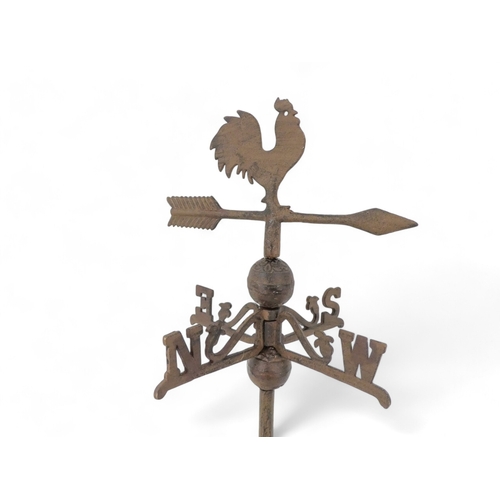 51 - A contemporary steel weather vane - with cockerel finial, height 67cm.