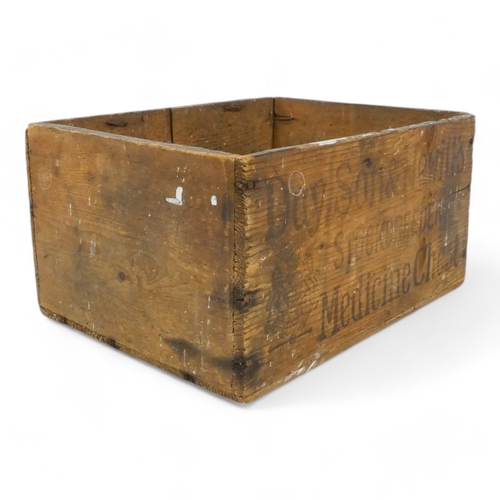 67 - A late 19th century wooden chest - branded Day Son & Hewitt's Stockbreader's Medicine Chest, 27cm wi... 