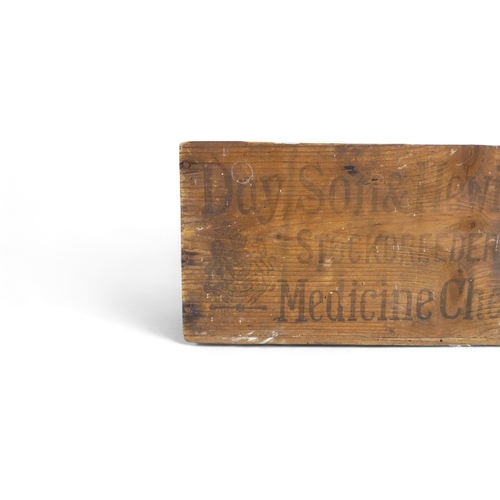 67 - A late 19th century wooden chest - branded Day Son & Hewitt's Stockbreader's Medicine Chest, 27cm wi... 