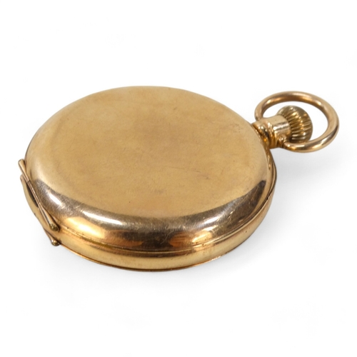 702 - A gold plated half hunter pocket watch by James Walker Ltd., - the white enamel dial set out with Ro... 