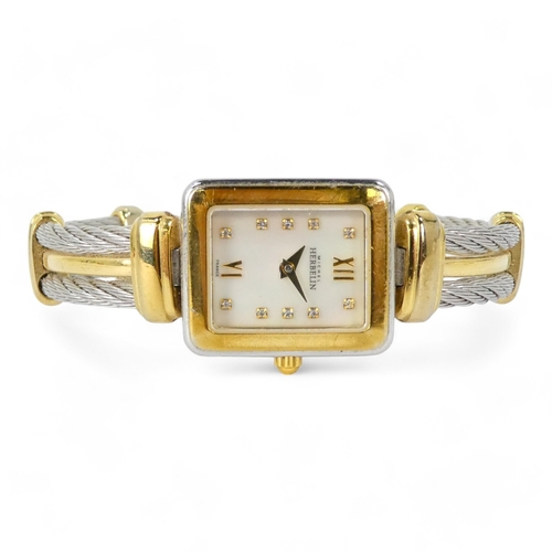 703 - Michel Herbelin ladies wristwatch - the mother-of-pearl dial set out with Roman numerals and diamond... 