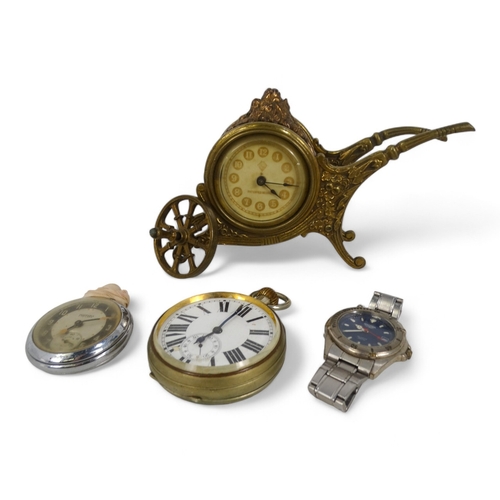 704 - A late 19th century Goliath watch - the steel case with a white enamel dial set out in Roman numeral... 