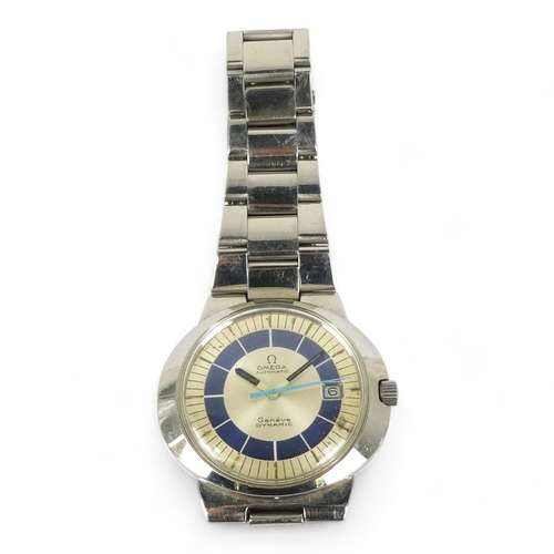 705 - A 1970s stainless steel Omega Geneve Dynamic automatic wristwatch - the signed blue and silvered dia... 