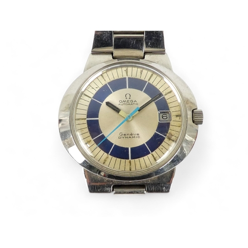 705 - A 1970s stainless steel Omega Geneve Dynamic automatic wristwatch - the signed blue and silvered dia... 