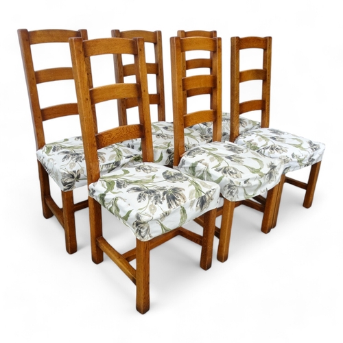 949 - A set of six 19th century style ladder back chairs - with slip-in seats on tapering square legs join... 