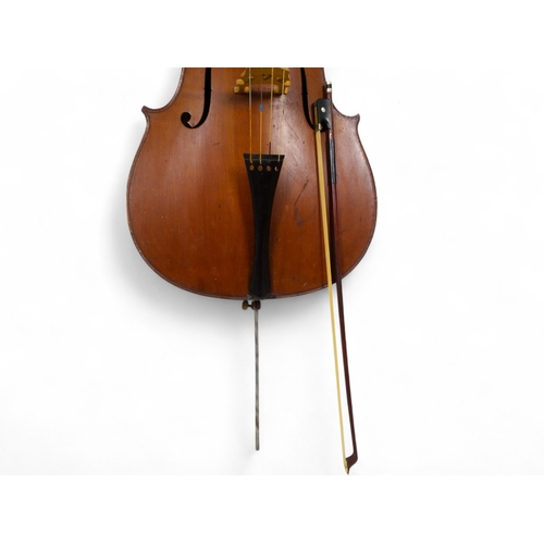 10 - A late 19th century French cello - the two piece back measuring 78cm, an interior label stamped Dulc... 