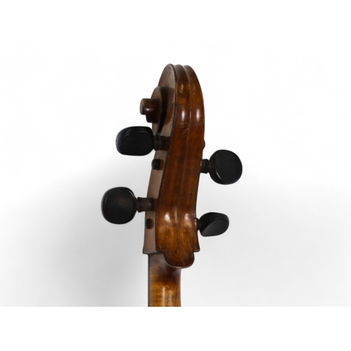 10 - A late 19th century French cello - the two piece back measuring 78cm, an interior label stamped Dulc... 