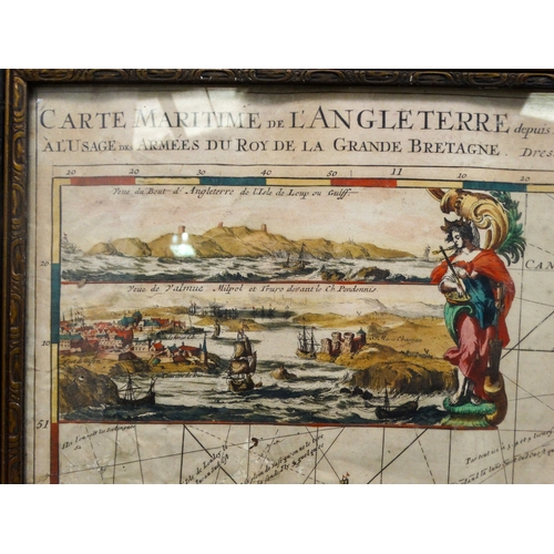 136 - A late 17th century French chart of the English south coast - Romanus de Hooghe, from Chatham to Lan... 