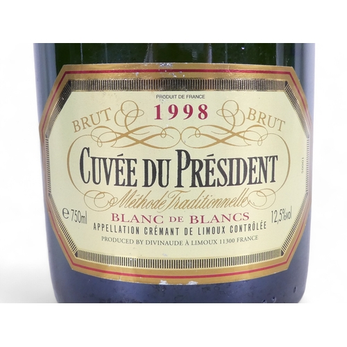 189 - A bottle of Cuvee Du President 1998 Brut - together with a bottle of Jacob's Creek Chardonnay Pinot ... 