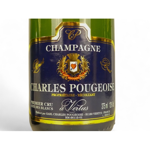 195A - Two half bottles of Charles Pougeoise champagne - together with a quarter bottle of Laurent Perrier ... 