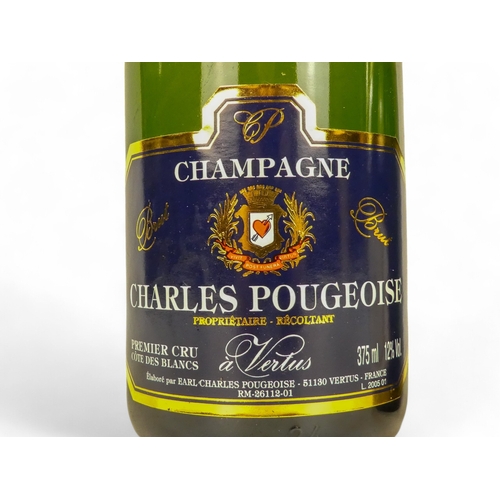 195A - Two half bottles of Charles Pougeoise champagne - together with a quarter bottle of Laurent Perrier ... 