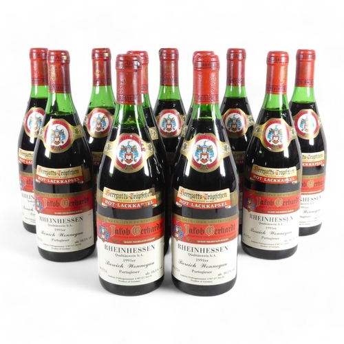 196 - Eleven bottles of Jacob Gerhardt Rheinhessen 1991 red wine - Bereich Wonnegau.