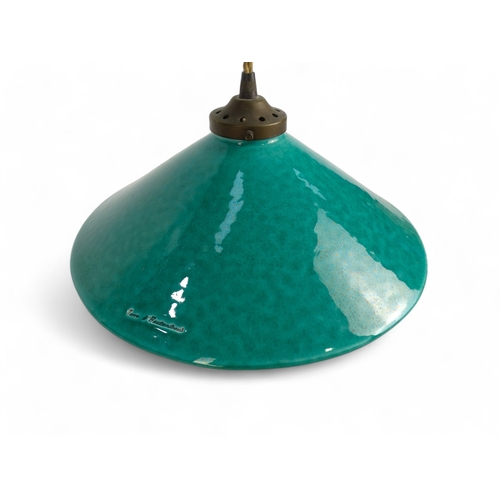 22 - A 20th century French adjustable ceiling light by Terre D'Huteniboul - with celadon glazed shade, co... 