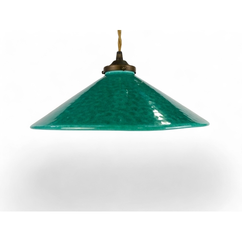 22 - A 20th century French adjustable ceiling light by Terre D'Huteniboul - with celadon glazed shade, co... 