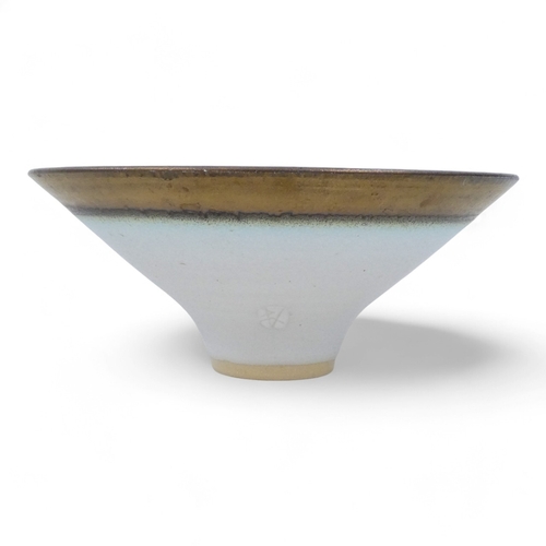 223 - Peter WILLS (British b. 1955) studio pottery bowl - copper lustre rim and well on a cream ground, im... 