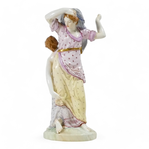 241 - A 19th century German comport support - modelled as a pair of classical figures holding their burden... 