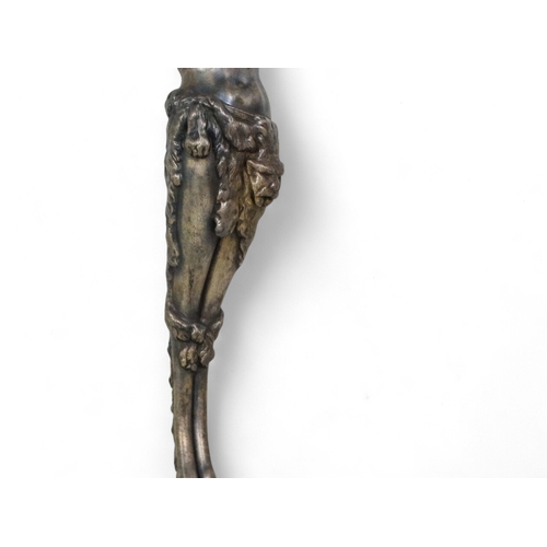 26 - An early 20th century cast metal monoped light - modelled in the form of a cloven hoof caryatid, 107... 