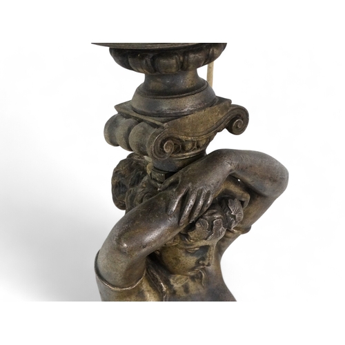 26 - An early 20th century cast metal monoped light - modelled in the form of a cloven hoof caryatid, 107... 