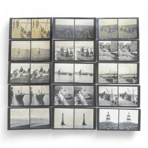 30 - Thirteen stereoscopic slides by J Gibson - capturing views and life on the Scilly Isles, impressed b... 