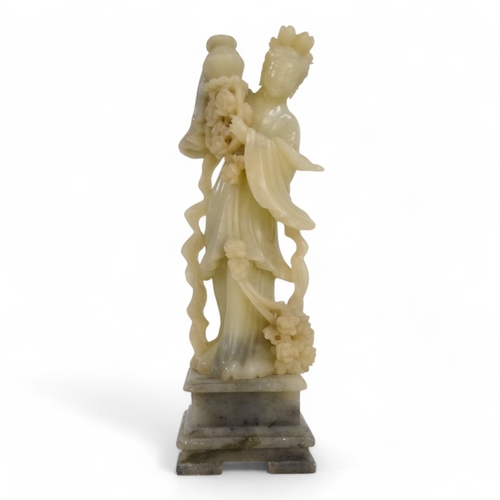 315A - A Chinese carved soapstone figure of a dragon - chasing the flaming pearl, 6cm high, together with a... 