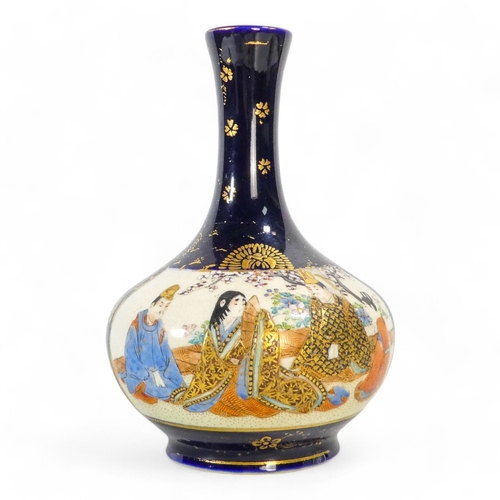 325 - A pair of early 20th century famille verte globe vases - of squat form and decorated with figures in... 