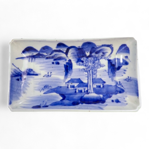 326 - A pair of late 19th century Chinese blue and white dishes - of rectangular form with cusped corners,... 