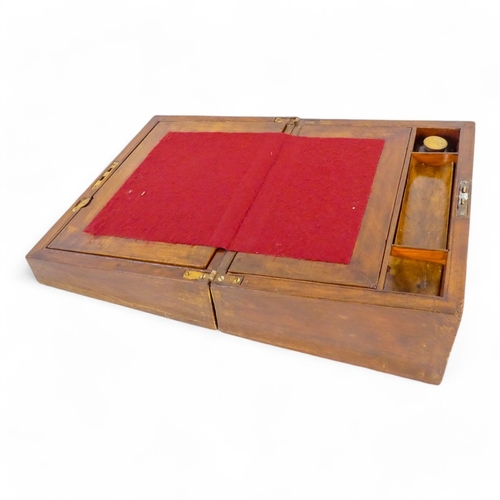 33 - A late Victorian walnut writing slope - with Tunbridgeware banding and fitted interior incorporating... 