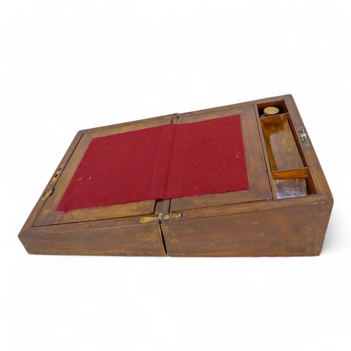 33 - A late Victorian walnut writing slope - with Tunbridgeware banding and fitted interior incorporating... 