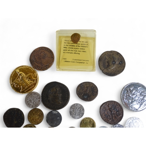 368 - A small collection of assorted coins - to include Roman and some reproduction.