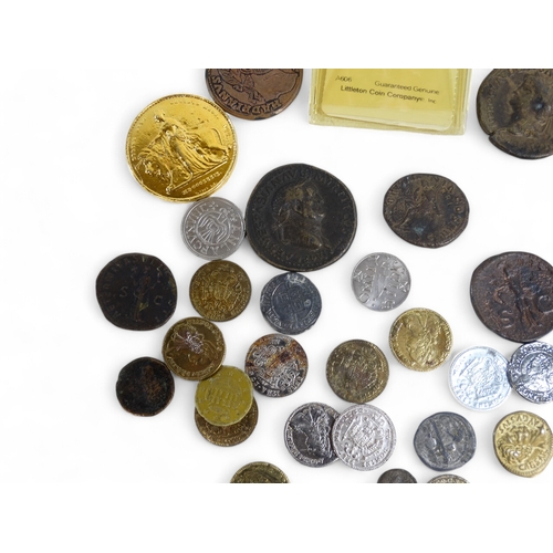 368 - A small collection of assorted coins - to include Roman and some reproduction.