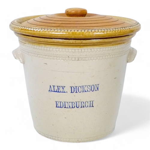 39 - An early 20th century glazed stoneware butter crock - 5lb from the Buttercup Dairy Co., 18cm high, t... 