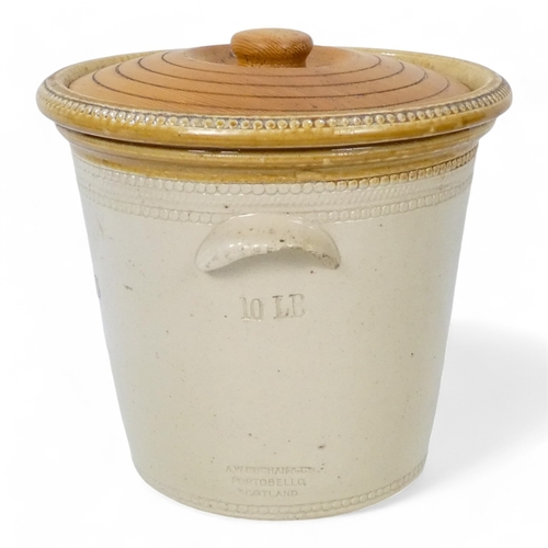 39 - An early 20th century glazed stoneware butter crock - 5lb from the Buttercup Dairy Co., 18cm high, t... 