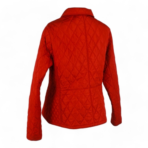 394 - A Barbour red quilted jacket - size 14/16, length 63cm.