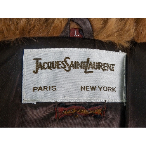 398 - A Jacques Saint Laurent brown fur jacket - size 10/12, length 70cm.