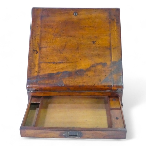 45 - A Victorian mahogany table top stationery cabinet - with countersunk brass handles and an apron draw... 