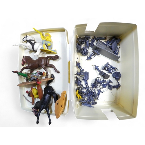 471 - Plastic Soldiers  - Britains etc. 1960's/1970's era - in excess of 60 items. A box containing a quan... 