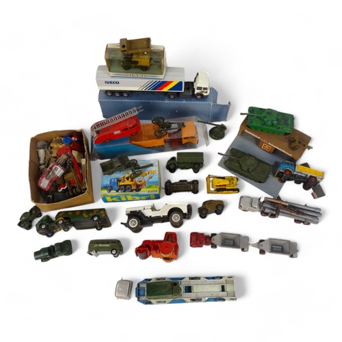 472A - A small quantity of Dinky vehicles - including fire engine, car transporter, water tanker, road roll... 