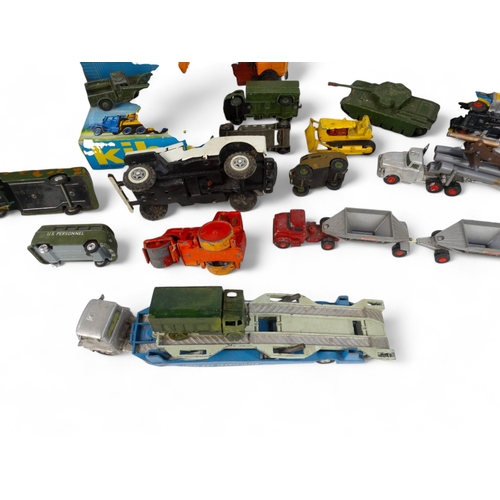 472A - A small quantity of Dinky vehicles - including fire engine, car transporter, water tanker, road roll... 