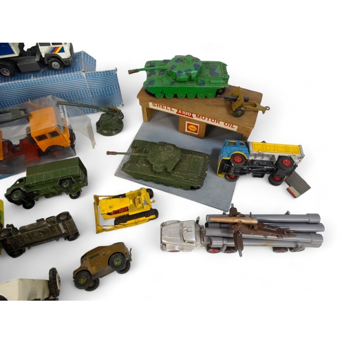 472A - A small quantity of Dinky vehicles - including fire engine, car transporter, water tanker, road roll... 