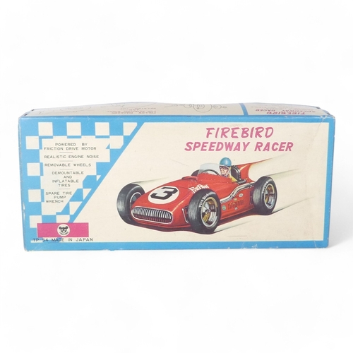 475A - Tomiyama 'Firebird Racer' Japanese tinplate racing car - boxed with racing No.3, friction motor, sil... 