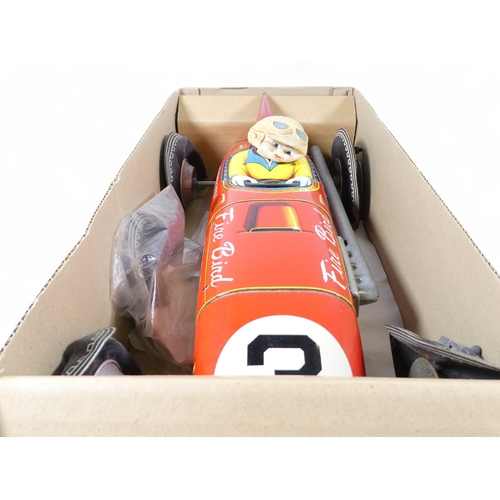 475A - Tomiyama 'Firebird Racer' Japanese tinplate racing car - boxed with racing No.3, friction motor, sil... 