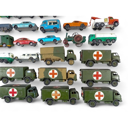 478 - Diecast Dinky, Corgi and Lesney/Matchbox - 35 in total. Comprising: Box 1 - ten Dinky military vehic... 